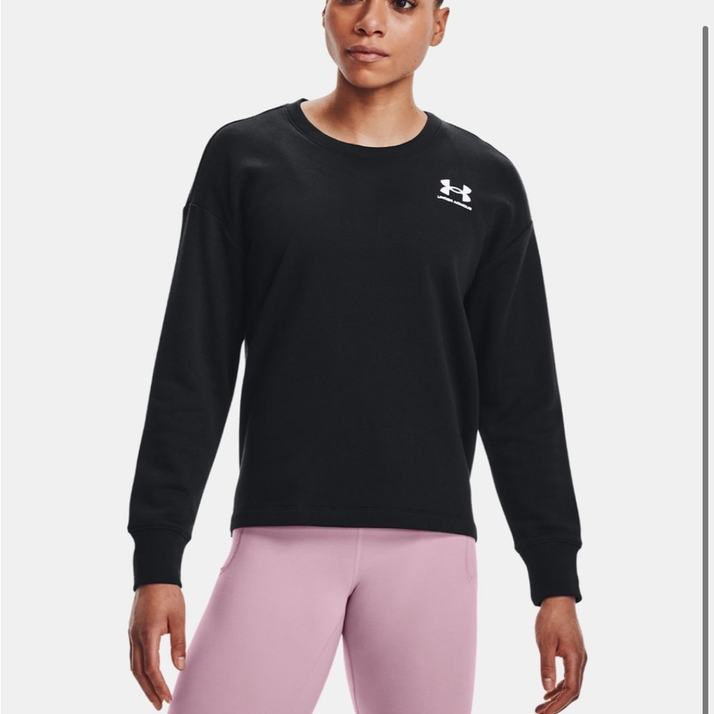 NWT Under Armour Women XL Rival Fleece Oversize Crew - Black